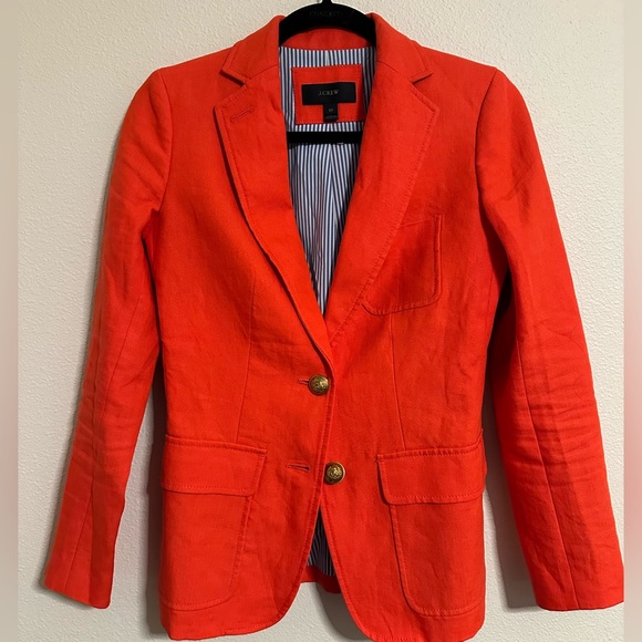 J. Crew Jackets & Blazers - 100% Linen Jcrew Blazer in Coral Orange